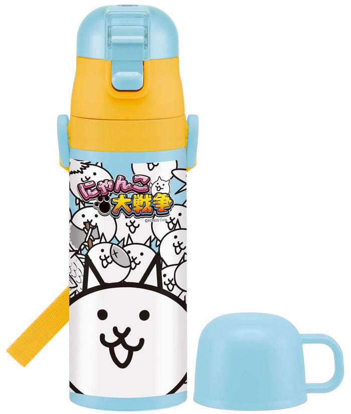 Skater 2-Way Kids Stainless Steel Water Bottle with Cup - 430ml Nyanko Wars SKDC4-A- Japan Figure Store - #1 Bring To You The Best Japanese Goods