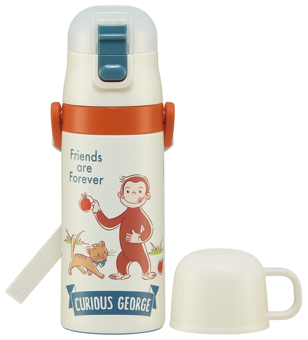 Skater Curious George 2-Way Kids Water Bottle Stainless Steel 350ml with Straw- Japan Figure Store - #1 Bring To You The Best Japanese Goods