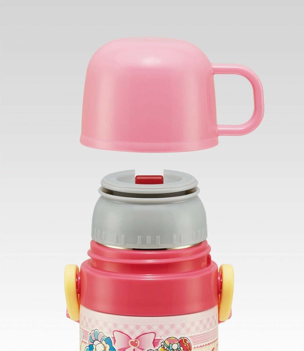 Skater Kids 2-Way Stainless Steel Water Bottle with Cup 430ml Delicious Precure Design- Japan Figure Store - #1 Bring To You The Best Japanese Goods