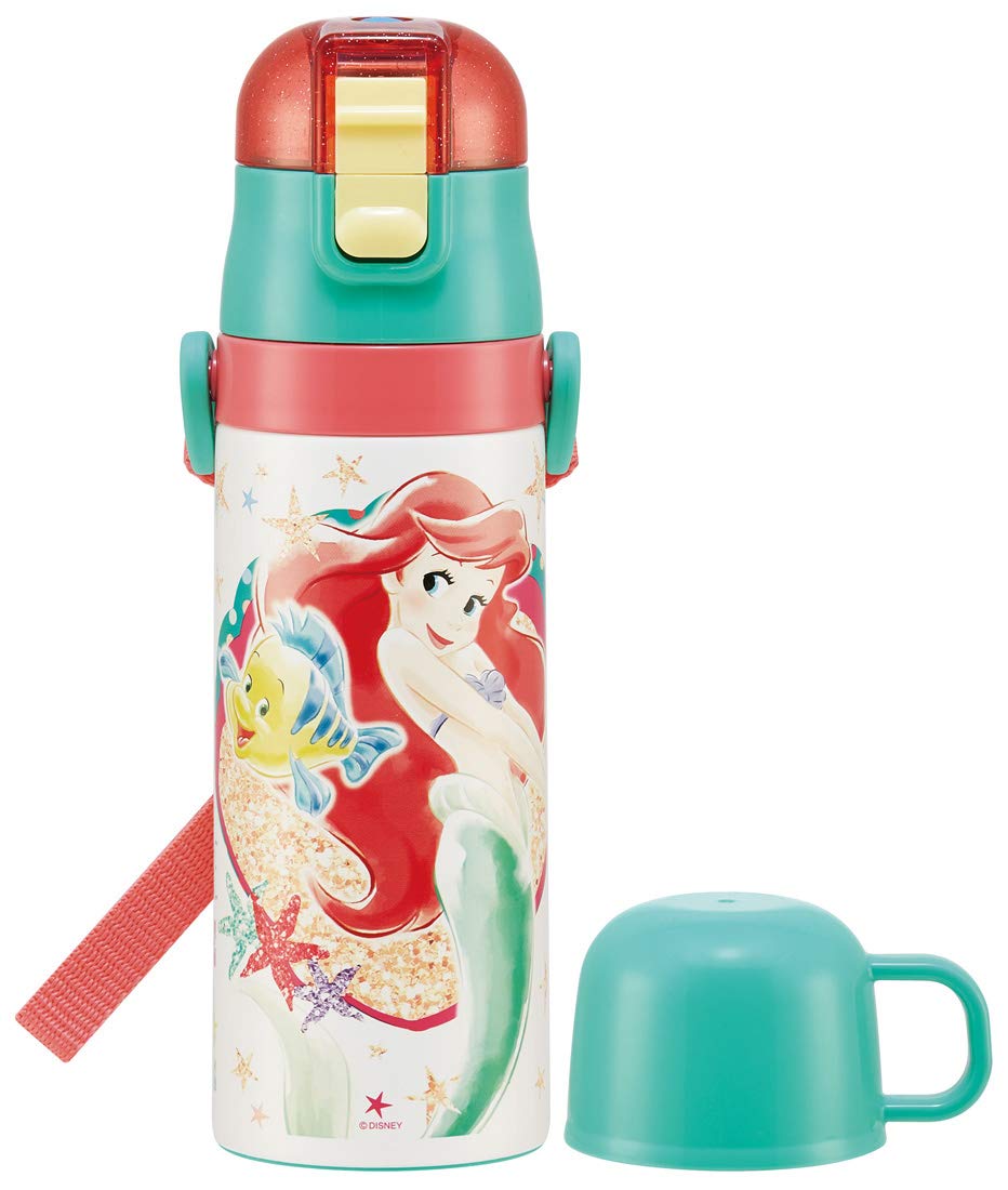 Skater Disney Ariel 21 Kids 430ml 2-Way Stainless Steel Water Bottle with Cup SKDC4-A- Japan Figure Store - #1 Bring To You The Best Japanese Goods
