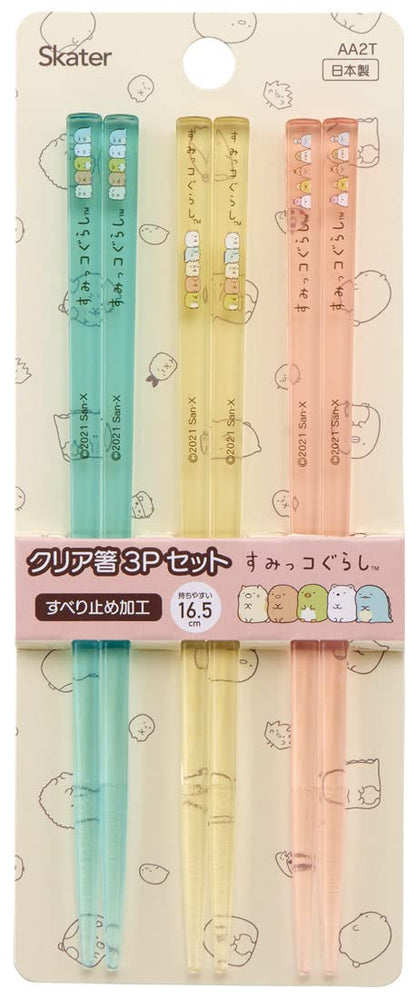 Skater 16.5cm Clear Acrylic Chopsticks - Set of 3 Sumikko Gurashi Made in Japan- Japan Figure Store - #1 Bring To You The Best Japanese Goods