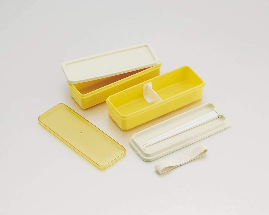 Skater Retro French Yellow Ag+ Antibacterial 2-Tier Slim Bento Box 630ml Made in Japan- Japan Figure Store - #1 Bring To You The Best Japanese Goods