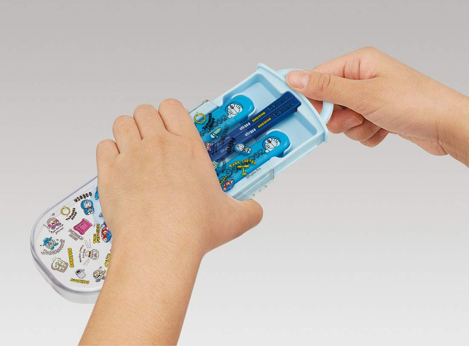 Skater Kids Antibacterial Trio Set - Chopsticks Spoon Fork with Doraemon Plush Toy Made in Japan- Japan Figure Store - #1 Bring To You The Best Japanese Goods