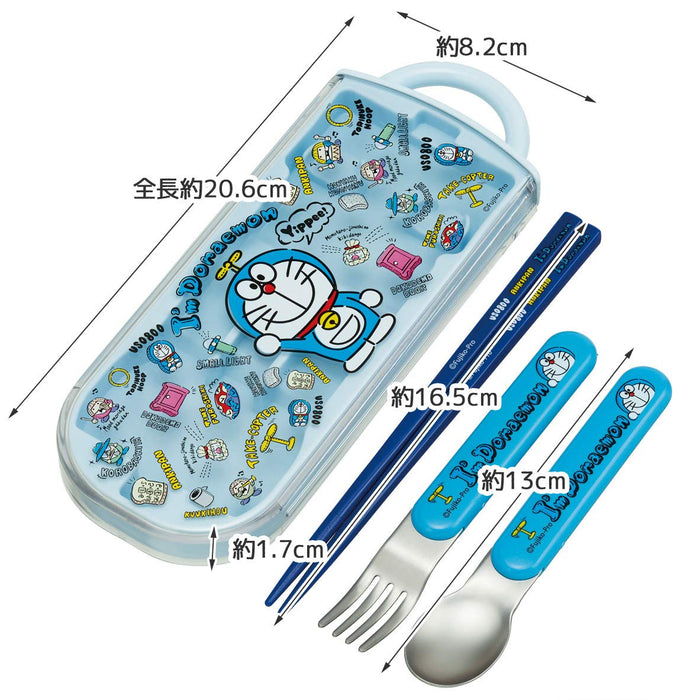 Skater Kids Antibacterial Trio Set - Chopsticks Spoon Fork with Doraemon Plush Toy Made in Japan- Japan Figure Store - #1 Bring To You The Best Japanese Goods