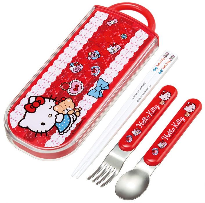 Skater Hello Kitty Kids Trio Set - Ag+ Antibacterial Chopsticks Spoon Fork - Made in Japan- Japan Figure Store - #1 Bring To You The Best Japanese Goods