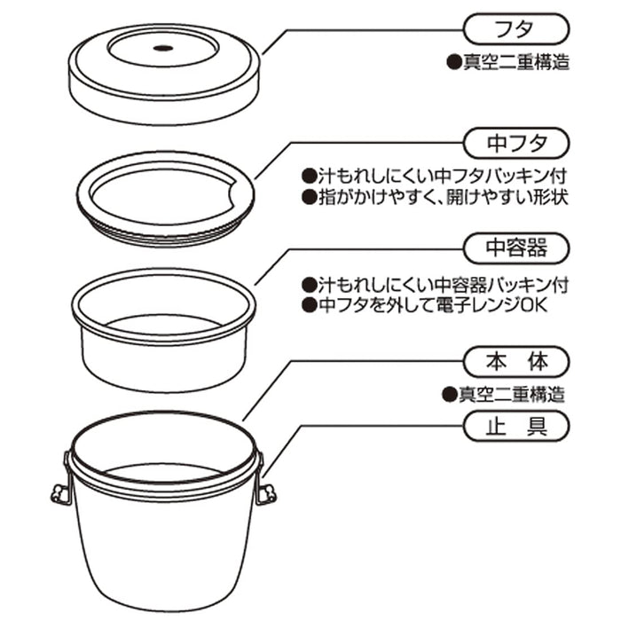 Skater 550Ml Black Stainless Steel Insulated Lunch Box in Rice Bowl Shape- Japan Figure Store - #1 Bring To You The Best Japanese Goods