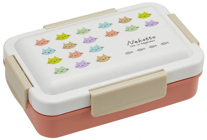 Skater 550ml Antibacterial Nekotto Colorful 4-Lock Lunch Box for Women- Japan Figure Store - #1 Bring To You The Best Japanese Goods