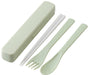 Skater Antibacterial Trio Set- Silent Chopsticks Spoon Fork in Dull Green Made in Japan- Japan Figure Store - #1 Bring To You The Best Japanese Goods