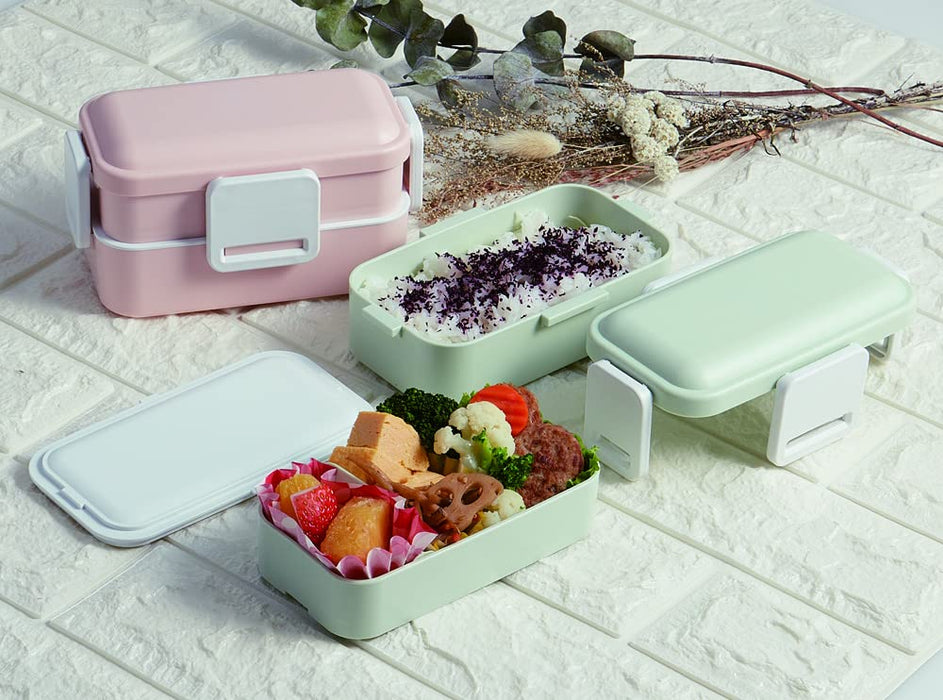 Skater 2-Tier 600ml Lunch Box with Softly Served Dome Lid Antibacterial Dull Green - Japan Made- Japan Figure Store - #1 Bring To You The Best Japanese Goods