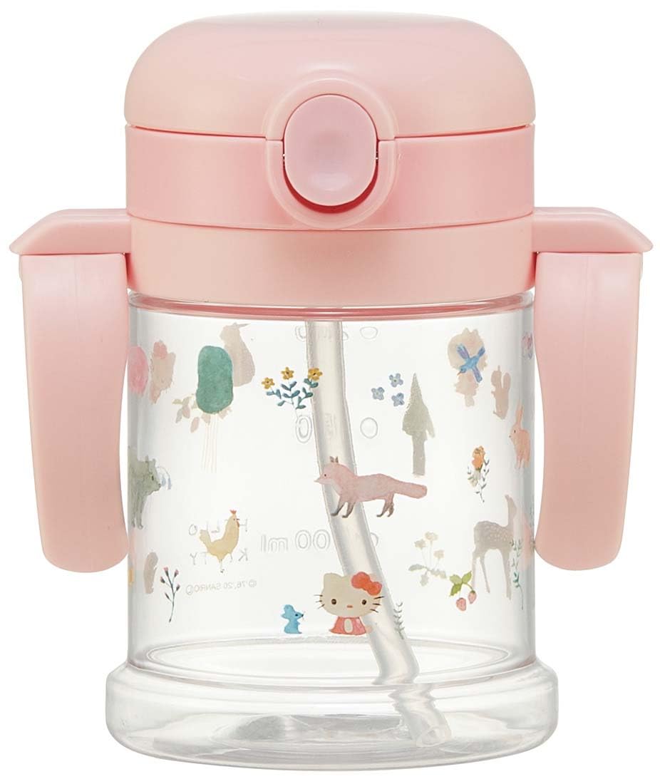 Skater Sanrio Kitty Baby Straw Mug 260ml Dual Handle Age 1 and Up Foldable KSHW1N-A- Japan Figure Store - #1 Bring To You The Best Japanese Goods