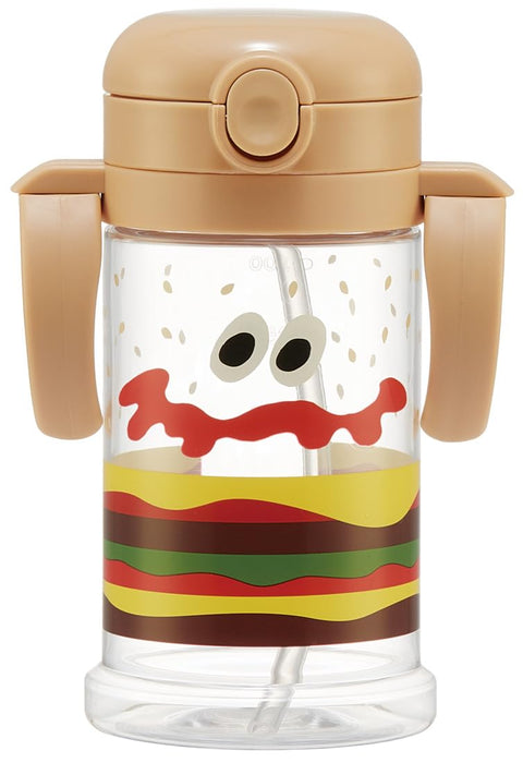 Skater Baby 370ml Straw Mug Burger Conks Design Foldable Handle & Shoulder Strap 1yr+ Suitable- Japan Figure Store - #1 Bring To You The Best Japanese Goods