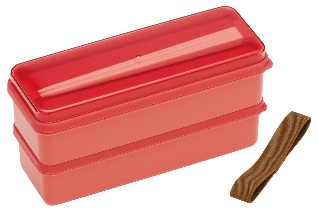 Skater 2 Tier Bento Slim Lunch Box 630ml Salmon Pink Silicone Inner Lid Made in Japan- Japan Figure Store - #1 Bring To You The Best Japanese Goods