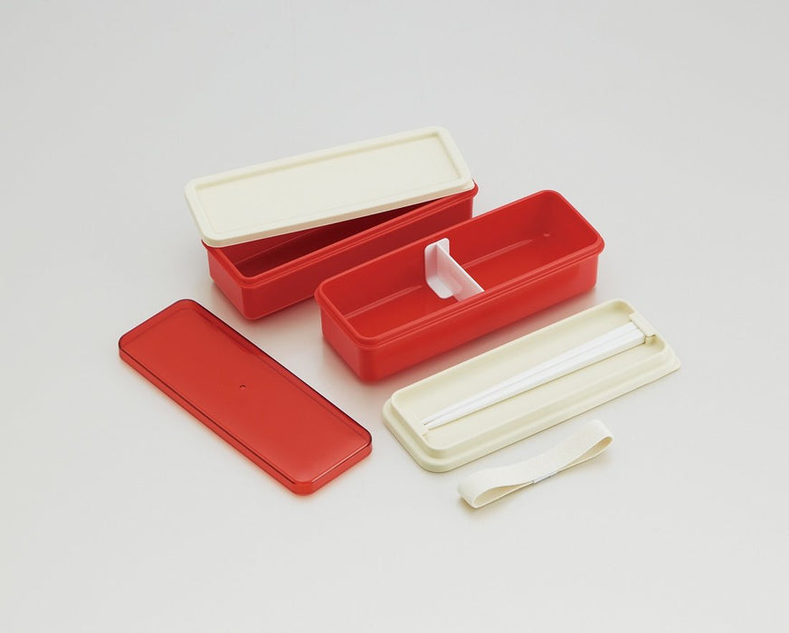 Skater Retro French 2-Tier Bento Lunch Box 630ml with Silicone Lid Orange Red SSLW6 Made in Japan- Japan Figure Store - #1 Bring To You The Best Japanese Goods