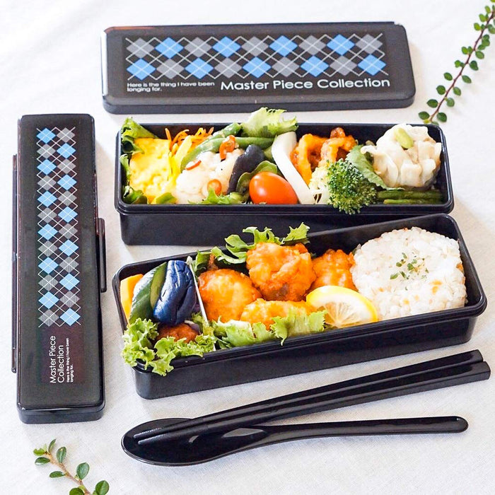 Skater Large Capacity Bento Box 900ml 2 Tiers Black Made in Japan for Men- Japan Figure Store - #1 Bring To You The Best Japanese Goods