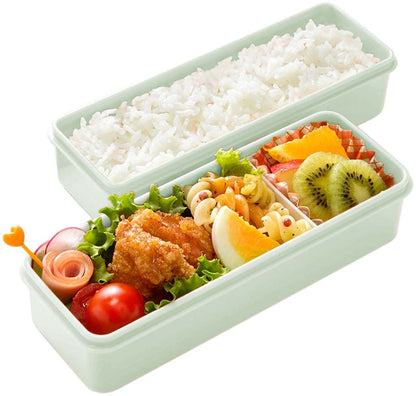 Skater Slim Bento Box 630ml in Dull Green 2-Tier with Silicone Lid Made in Japan for Women- Japan Figure Store - #1 Bring To You The Best Japanese Goods