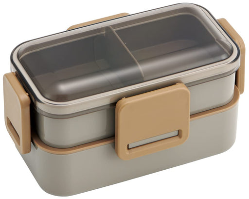 Skater Antibacterial Mauve Gray Bento Box 600ml 2 Tiers Softly Served with Domed Lid Made in Japan - Women's Lunchbox- Japan Figure Store - #1 Bring To You The Best Japanese Goods