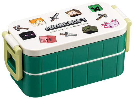 Skater Minecraft Explorer 600ml Bento Box - 2 Tier Antibacterial Made in Japan for Women- Japan Figure Store - #1 Bring To You The Best Japanese Goods