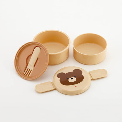 Skater 500ml 2-Tier Round Bento Box Pompon's Bear Design Antibacterial - Made in Japan- Japan Figure Store - #1 Bring To You The Best Japanese Goods