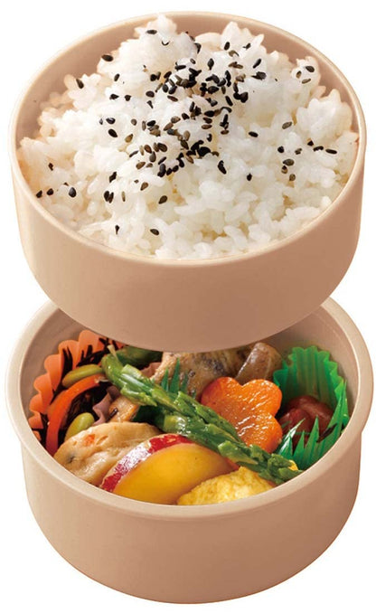 Skater 500ml 2-Tier Round Bento Box Pompon's Bear Design Antibacterial - Made in Japan- Japan Figure Store - #1 Bring To You The Best Japanese Goods