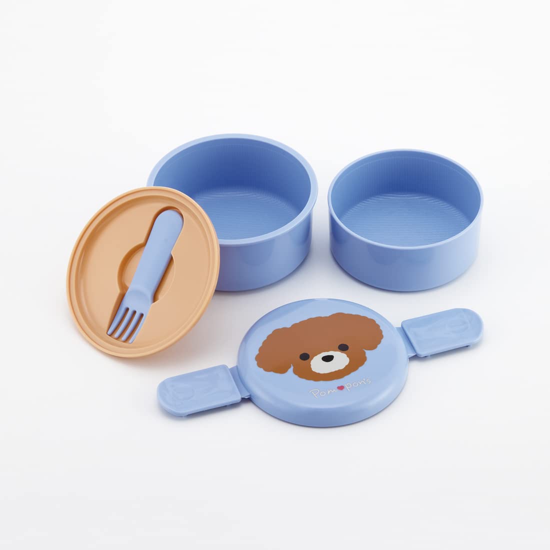 Skater 500ml 2-Tier Round Bento Box Pompon's Dog Design Antibacterial Made in Japan- Japan Figure Store - #1 Bring To You The Best Japanese Goods