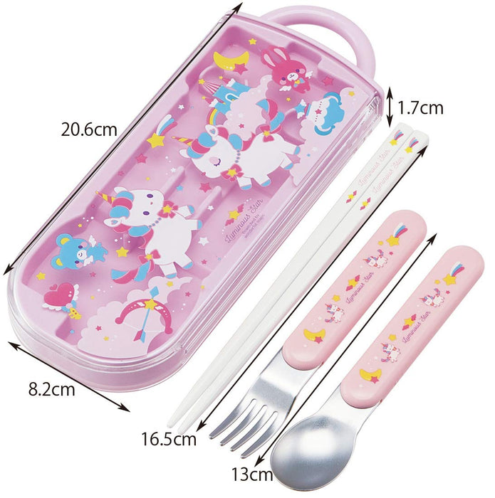 Skater Kids Bento Trio Set - Unicorn Theme Chopsticks Spoon & Fork 16.5cm- Japan Figure Store - #1 Bring To You The Best Japanese Goods