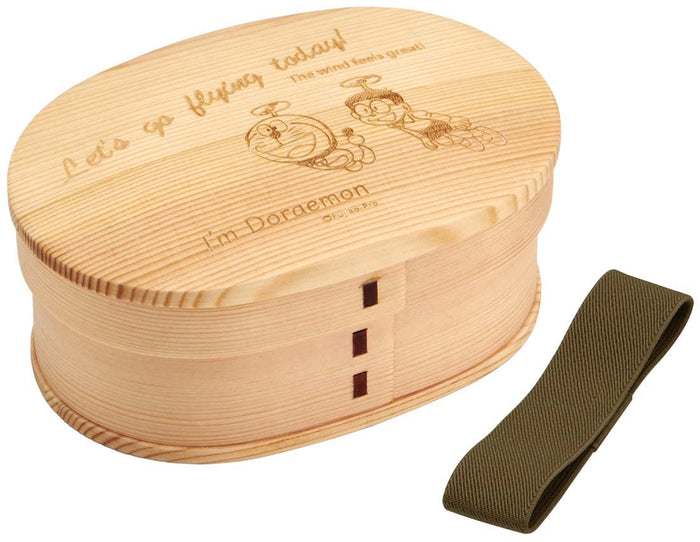Skater Doraemon 550ml Bentwood Lunch Box with Leak-Resistant Gasket and Belt WLB6- Japan Figure Store - #1 Bring To You The Best Japanese Goods
