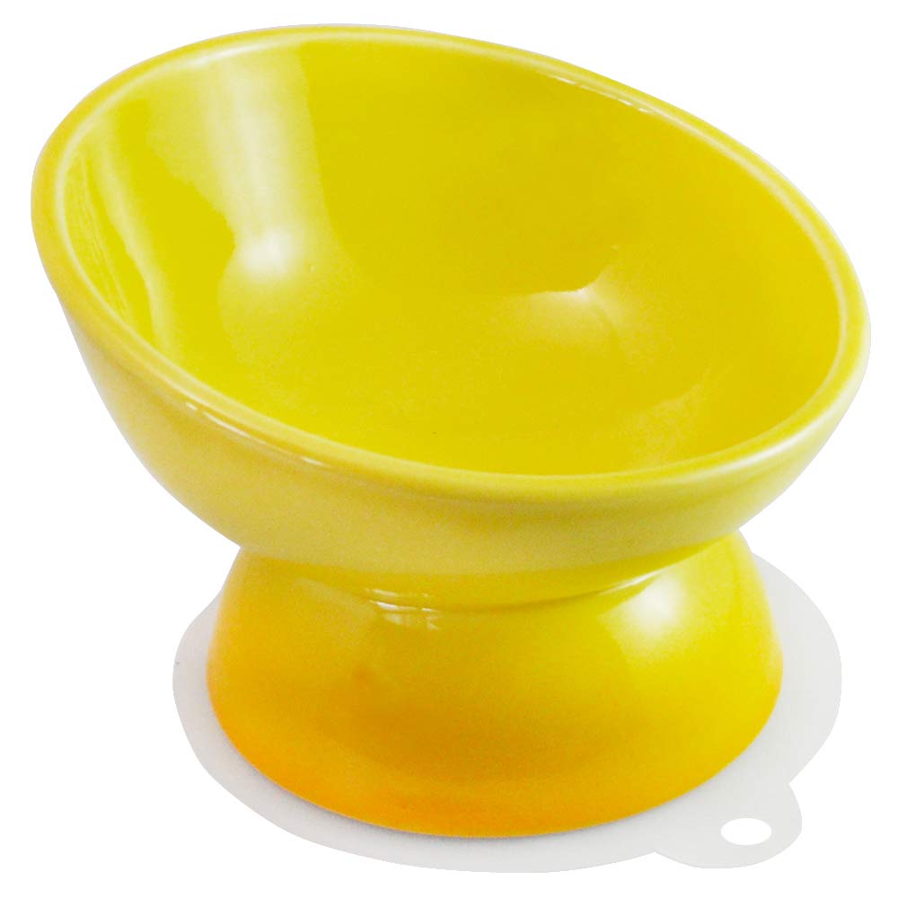 Skater Wide Ceramic Pet Food Bowl with Mat for Brachycephalic Dogs - Yellow- Japan Figure Store - #1 Bring To You The Best Japanese Goods