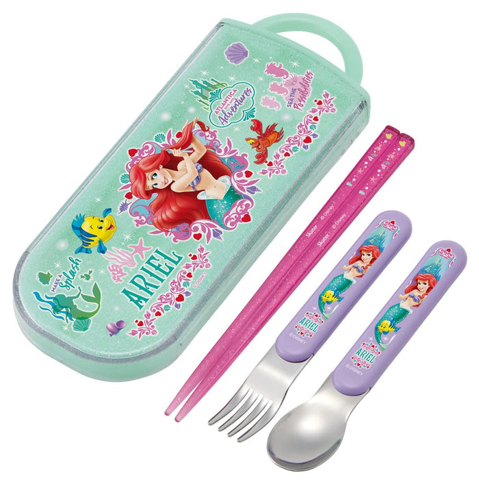 Skater Disney Ariel Lunch Box Trio Set - Antibacterial Spoon Fork Chopsticks for Girls Made in Japan- Japan Figure Store - #1 Bring To You The Best Japanese Goods