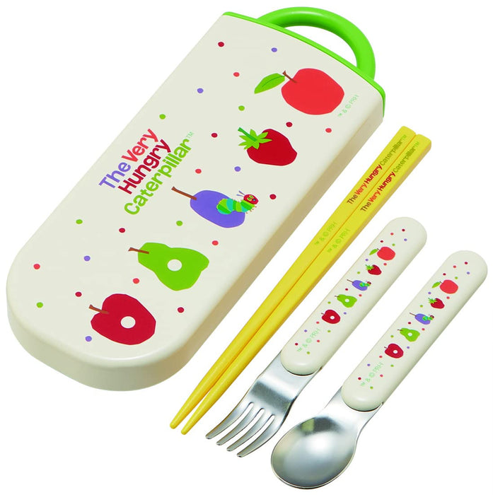 Skater Kids Antibacterial Cutlery Set - Spoon Fork Chopsticks Very Hungry Caterpillar Design Made in Japan- Japan Figure Store - #1 Bring To You The Best Japanese Goods