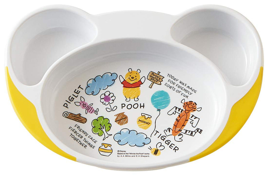 Skater Disney Pooh Sketch Baby Lunch Plate Easy Scoop Children's Tableware - 22.7x15.7 cm- Japan Figure Store - #1 Bring To You The Best Japanese Goods
