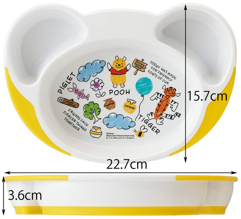 Skater Disney Pooh Sketch Baby Lunch Plate Easy Scoop Children's Tableware - 22.7x15.7 cm- Japan Figure Store - #1 Bring To You The Best Japanese Goods