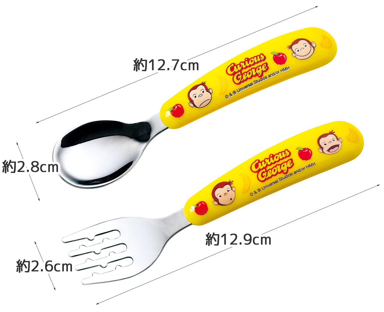 Skater Kids Spoon and Fork Set Curious George Design SFBS1-A- Japan Figure Store - #1 Bring To You The Best Japanese Goods