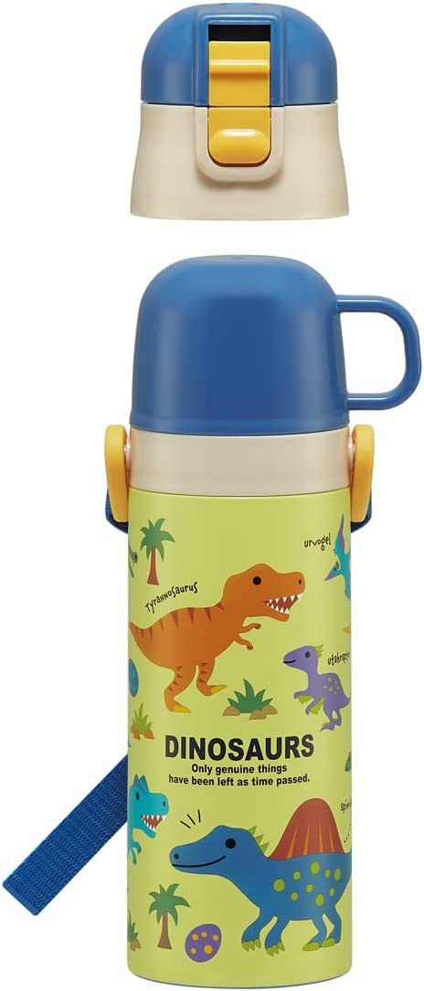 Skater Insulated Dinosaur Water Bottle 470ml Stainless Steel Kids Two-Way Sport Drink Cup 430ml- Japan Figure Store - #1 Bring To You The Best Japanese Goods