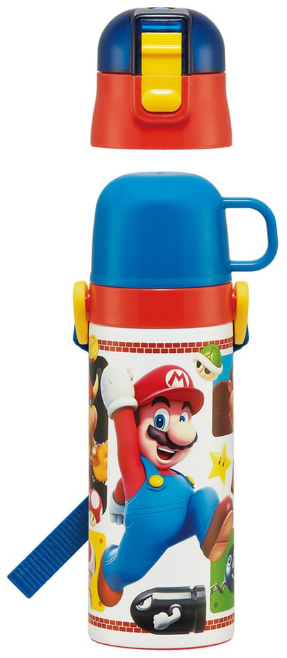 Skater Kids Super Mario 23 Thermal Water Bottle Lightweight Stainless Steel 470ml- Japan Figure Store - #1 Bring To You The Best Japanese Goods