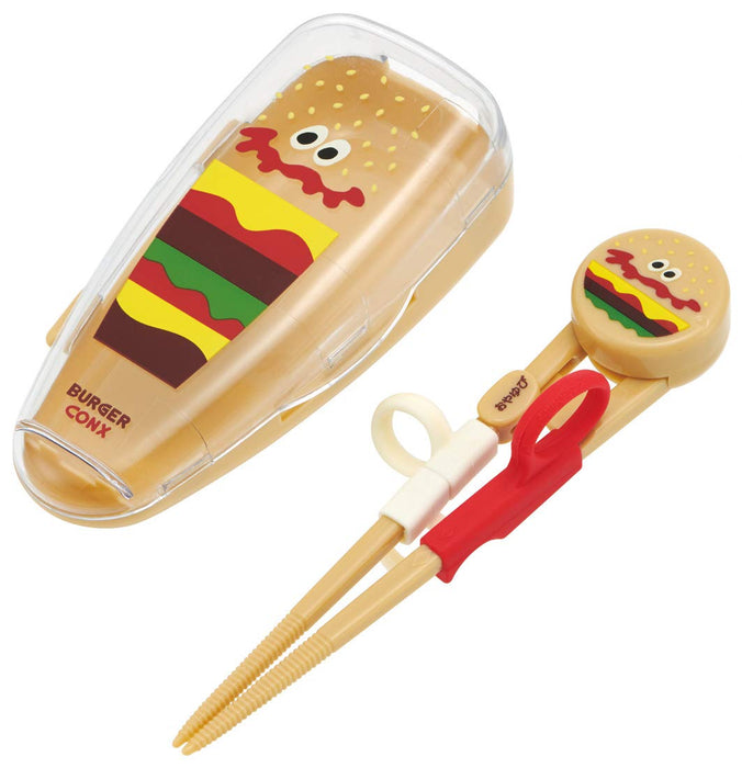 Skater Kids Training Chopsticks 14cm Right-Handed Square Tips Burger Design Case Ages 2-7- Japan Figure Store - #1 Bring To You The Best Japanese Goods