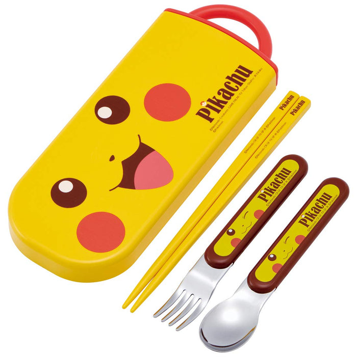 Skater Pikachu Kids Trio Set: 16.5cm Pokemon Spoon Fork Chopsticks- Japan Figure Store - #1 Bring To You The Best Japanese Goods