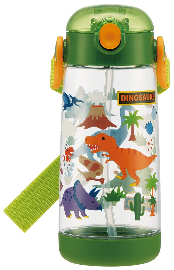 Skater Dinosaur 480ml Clear Water Bottle with Straw for Boys - PDSH5-A- Japan Figure Store - #1 Bring To You The Best Japanese Goods