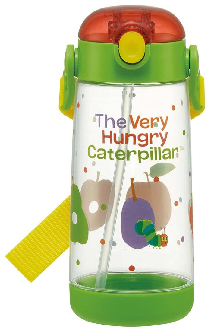 Skater Hungry Caterpillar 480ml Clear Water Bottle One-Push with Straw for Girls- Japan Figure Store - #1 Bring To You The Best Japanese Goods