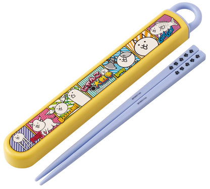 Skater Battle Cats 16.5cm Children's Antibacterial Chopsticks and Case Set Made in Japan- Japan Figure Store - #1 Bring To You The Best Japanese Goods