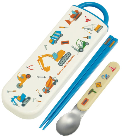 Skater Antibacterial Chopsticks and Spoon Set Working Car Design Made in Japan - Cca1Ag-A- Japan Figure Store - #1 Bring To You The Best Japanese Goods