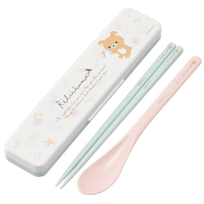 Skater Rilakkuma Floral Pattern Chopsticks and Spoon Set - Model CCS3SA- Japan Figure Store - #1 Bring To You The Best Japanese Goods