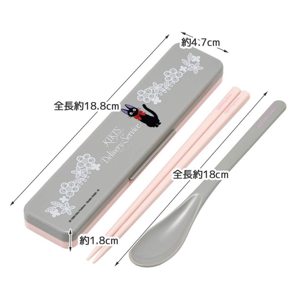 Skater Jiji Lace 18cm Chopsticks & Spoon Set Silver Ion Ag+ Antibacterial Made-In-Japan Ghibli CCS3SAAG- Japan Figure Store - #1 Bring To You The Best Japanese Goods