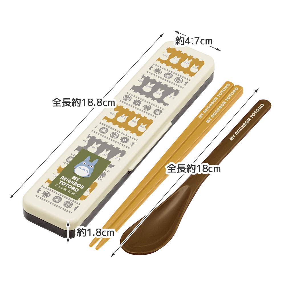 Skater My Neighbor Totoro Silver Antibacterial Chopsticks & Spoon Set 18cm - Made in Japan- Japan Figure Store - #1 Bring To You The Best Japanese Goods
