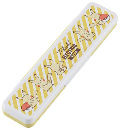 Skater Pikachu Electric 18cm Silver Ion Antibacterial Chopsticks & Spoon Set Made in Japan- Japan Figure Store - #1 Bring To You The Best Japanese Goods