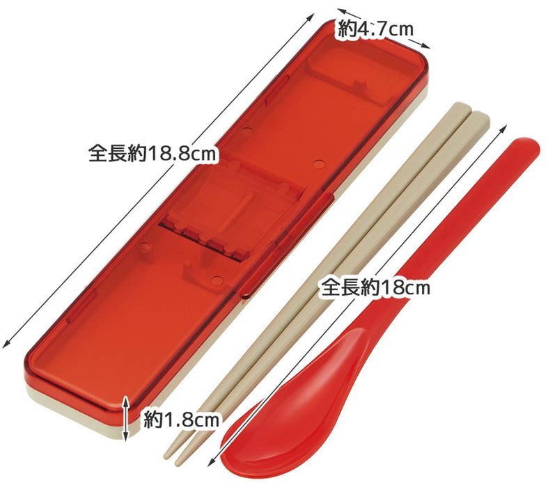 Skater Retro French Orange and Red Chopsticks and Spoon Set 18cm Antibacterial Made in Japan- Japan Figure Store - #1 Bring To You The Best Japanese Goods