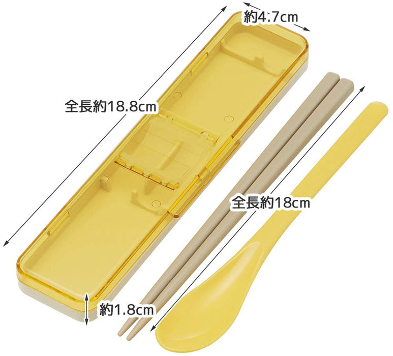 Skater Retro French Yellow Antibacterial Chopsticks and Spoon Set 18cm Made in Japan- Japan Figure Store - #1 Bring To You The Best Japanese Goods