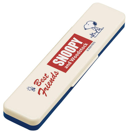 Skater Snoopy Retro Label Antibacterial Chopsticks and Spoon Set 18cm Made in Japan- Japan Figure Store - #1 Bring To You The Best Japanese Goods