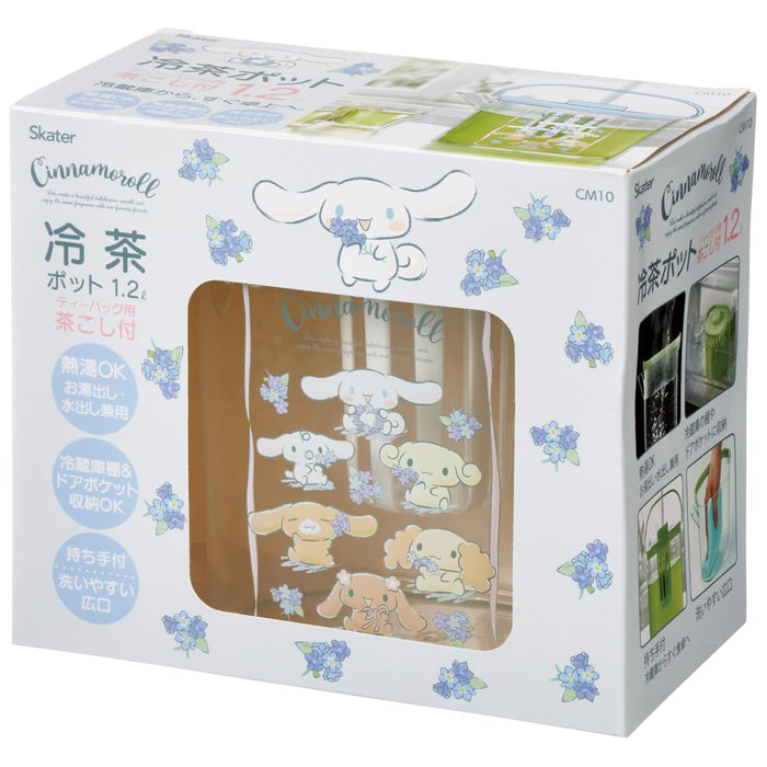 Skater 1.2L Heat-Resistant Cold Tea Pot with Strainer Cinnamoroll Flower Wreath Design CM10-A- Japan Figure Store - #1 Bring To You The Best Japanese Goods