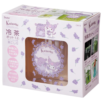 Skater 1.2L Heat Resistant Cold Tea Pot with Strainer - Kuromi Flower Wreath Design- Japan Figure Store - #1 Bring To You The Best Japanese Goods