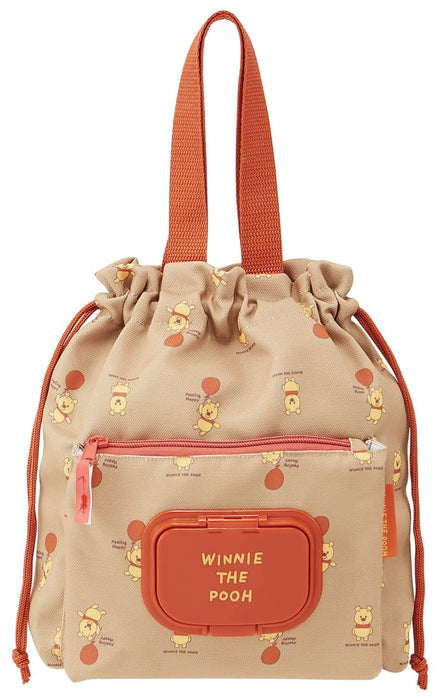 Skater Winnie The Pooh Drawstring Diaper Bag with Wipe Pocket Kbopc1-A- Japan Figure Store - #1 Bring To You The Best Japanese Goods